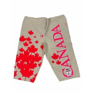 Vintage Sweet Sacks Linebacker Potato Bag Shorts Canada Flag Red Pink Leaf NWOT